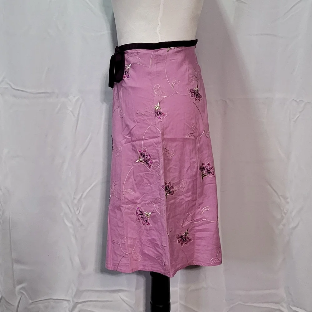 Trixxi Junior's Vintage Lavender Floral Embroidered Midi A-Line Skirt Size 3 🐈 - Picture 7 of 12
